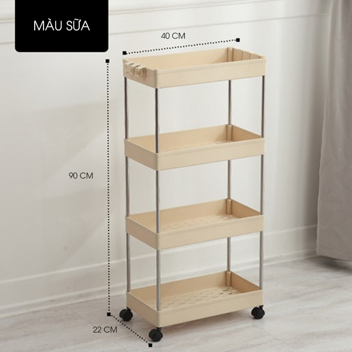 Kệ để đồ đa năng nhiều tầng có bánh xe, giá để đồ nhà bếp có bánh xe thiết kế thông dụng nhiều mục đích trong gia đình