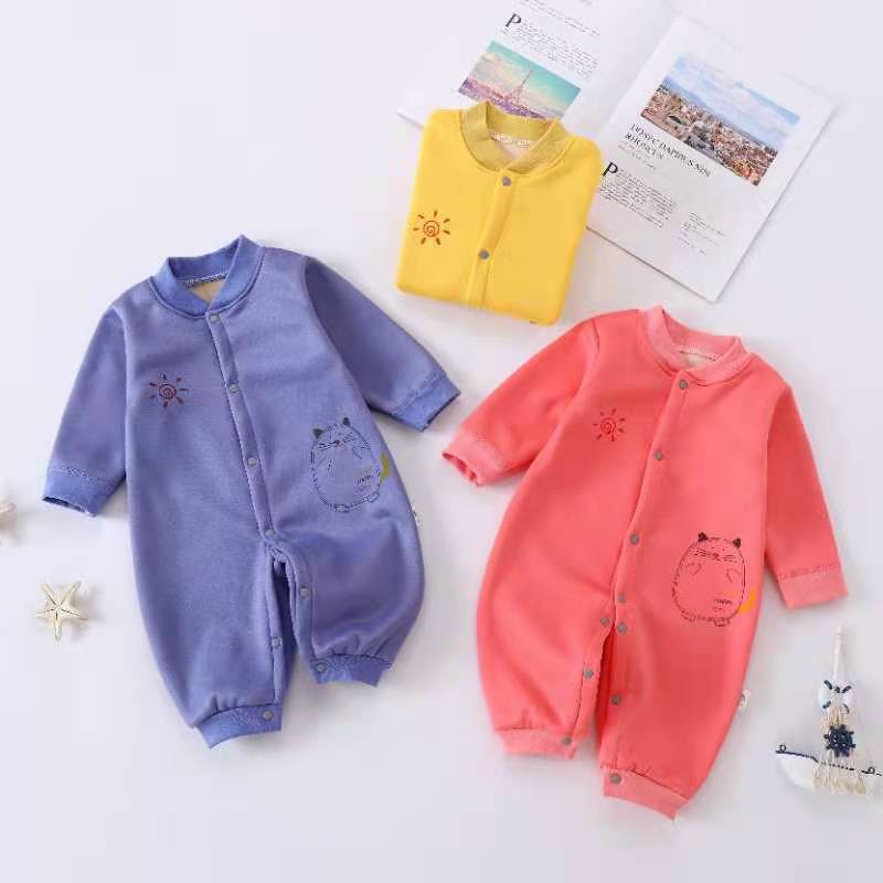 Bodysuit lót nỉ nhung liền thân cotton len thu đông cao cấp cho bé yêu