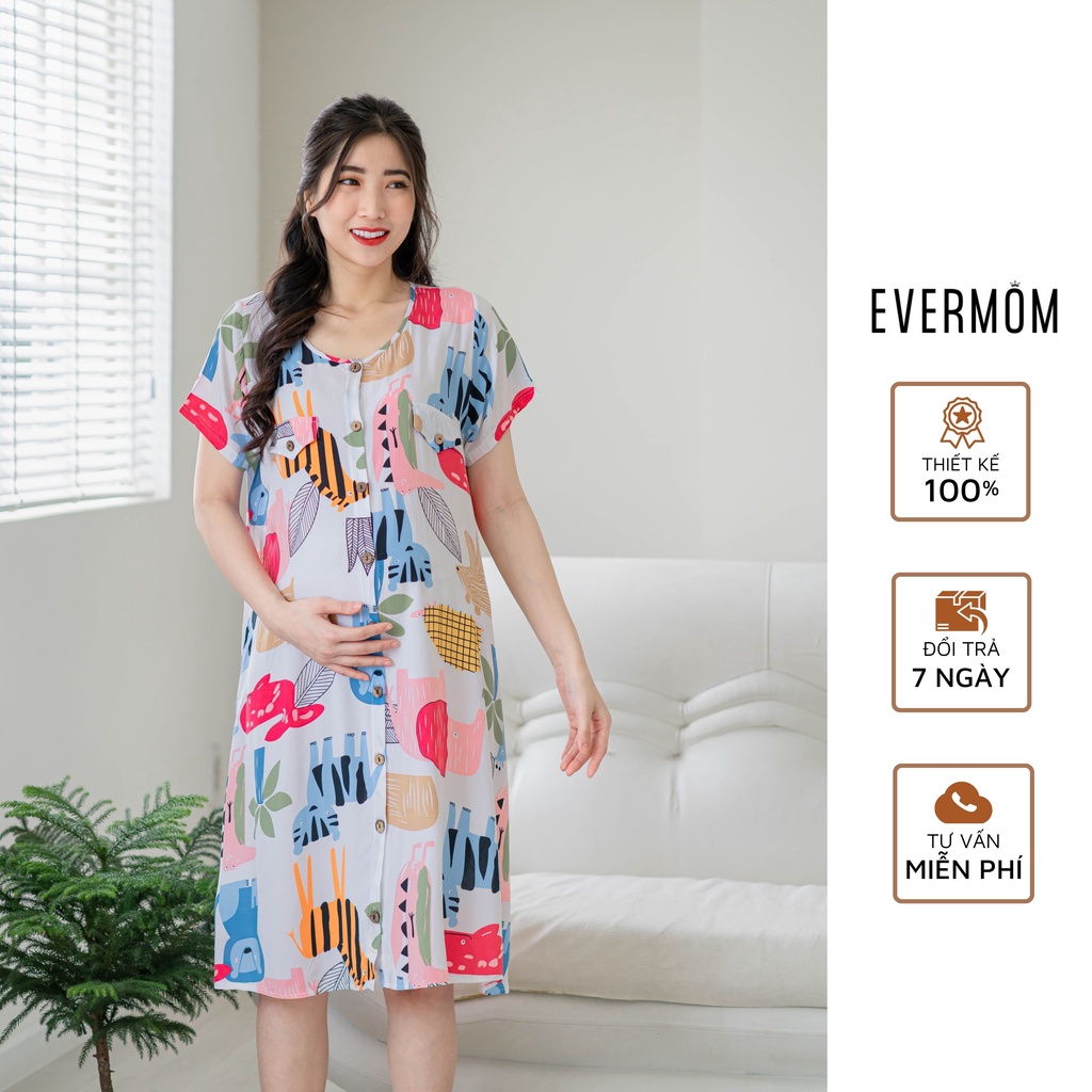 Đầm bầu tôn 2 da thái mặc bầu và sau sinh gỡ nút cho bé ti - Evermom