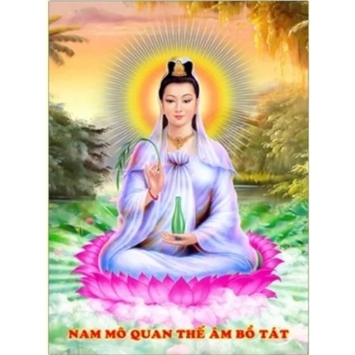Tranh thêu chữ thập Phật bà quan âm LV3389