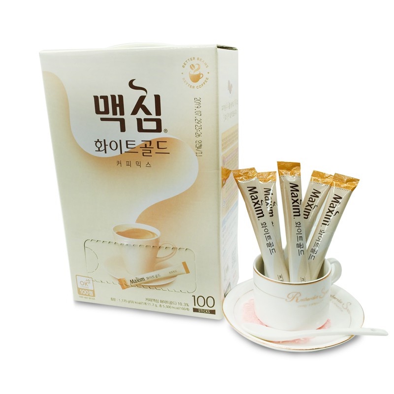 CÀ PHÊ MAXIM HÀN QUỐC WHITE GOLD MIX HỘP 100 GÓI - 맥심 커피 화이트 골드