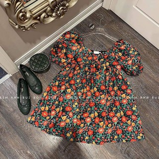 [ Mã FADIRECT20 giảm 20K đơn 150K] Váy hoa dúm ngực tay bồng