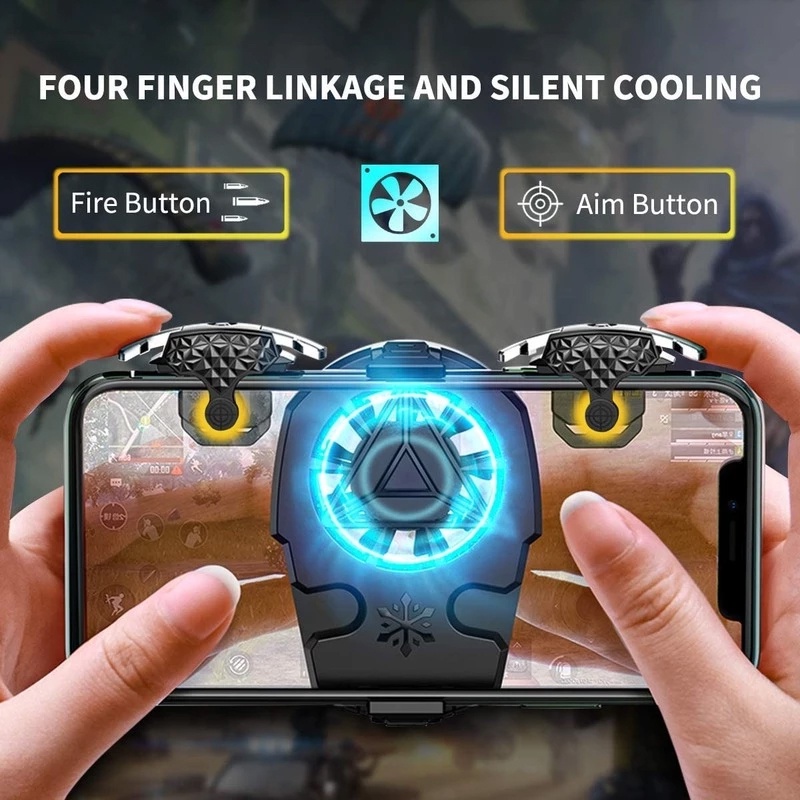 Tay cầm chơi game PUBG kèm quạt tản nhiệt gắn điện thoại tiện dụng
