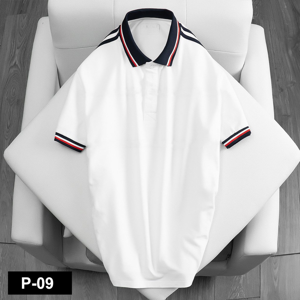 Áo thun polo phối cổ bẻ ngắn tay GUCATIN cao cấp form chuẩn vải mát không xù thiết kế sang trọng họa tiết viền tay P-09
