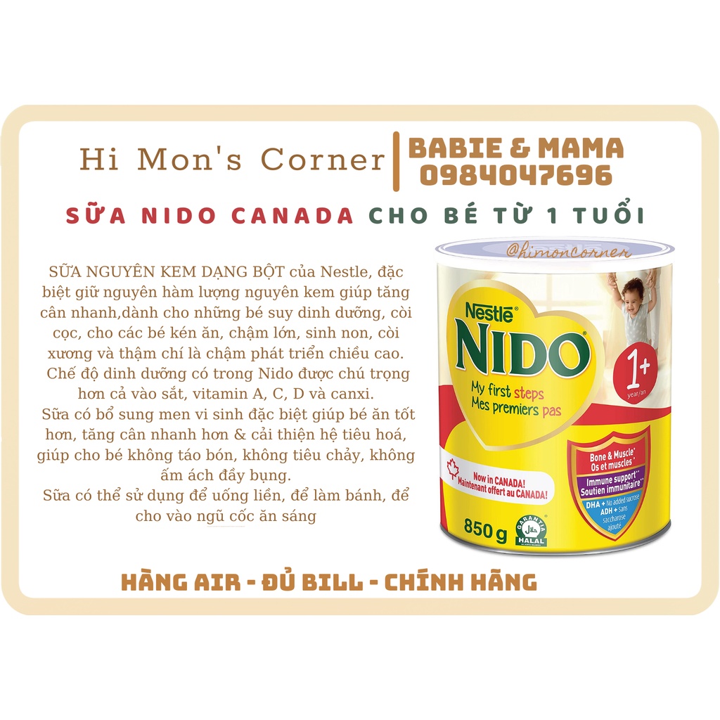 Sữa nguyên kem Nido Canada cho bé 12m [ Hàng Air ]
