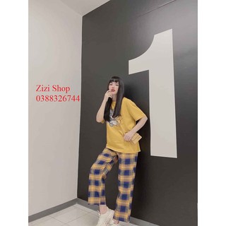 Set áo thun quần caro ❤️ [Mã HELLOZIZI giảm 10%] ❤️ Set bộ áo thun quần caro cá tính [FREESHIP+ẢNH THẬT]