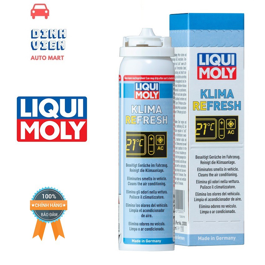 Khử mùi giàn lạnh 75ml Liqui Moly 20000 Climate Refresh Thanh lọc không khí, diệt vi khuẩn bên trong xe và hệ thống lạnh