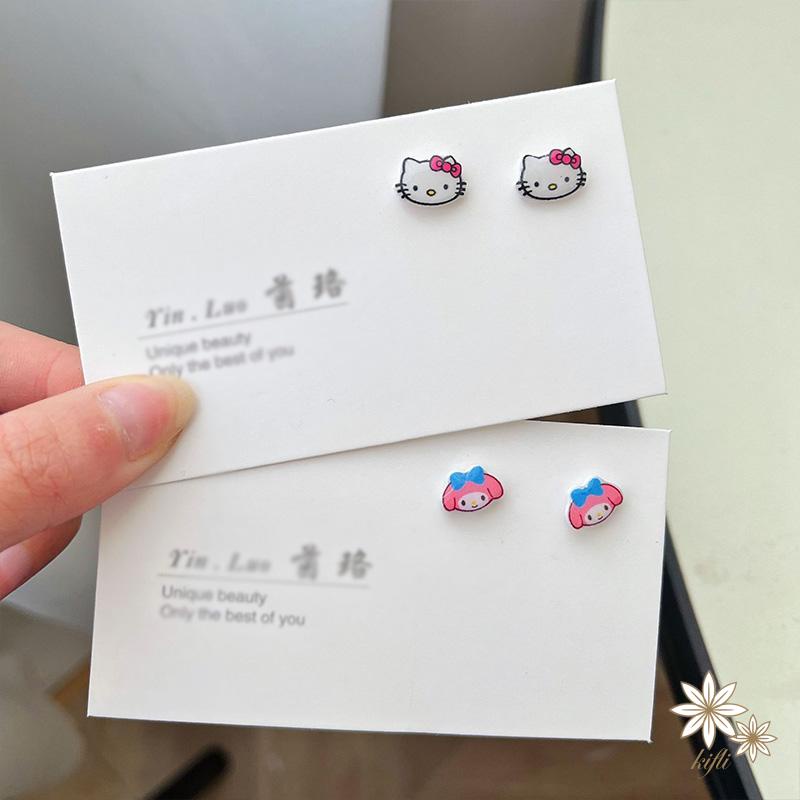 【kifli】SANRIO Bông Tai Dạng Kẹp Màu Bạc S925 Thiết Kế Đơn Giản Dễ Thương