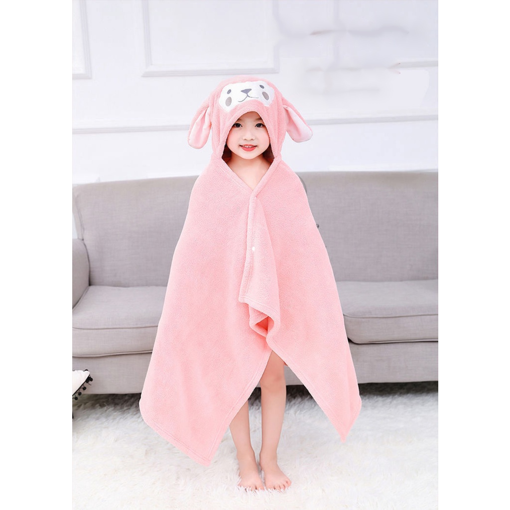 Khăn Choàng Tắm Vải Cotton Lông Cừu San Hô Mềm Mại Thấm Hút Tốt Dành Cho Bé Sơ Sinh
