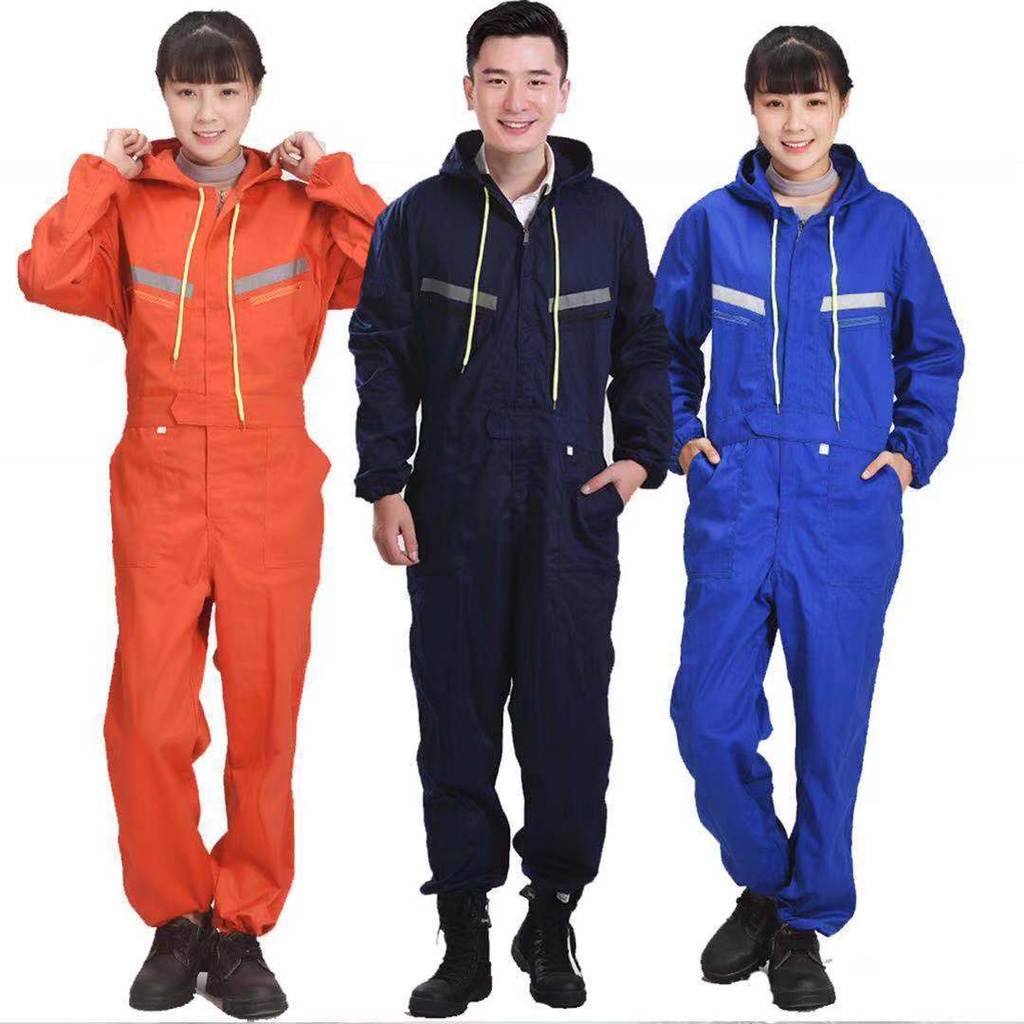 Áo Khoác Liền Thân Bảo Hộ Lao Động Có Mũ Trùm Phản Quang