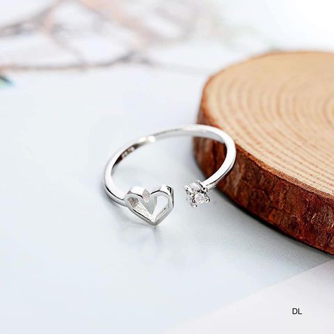 Nhẫn nữ bạc Bibi silver mặt tim có thể điều chỉnh được size tay - Ảnh chụp thật, hàng sẵn nhiều