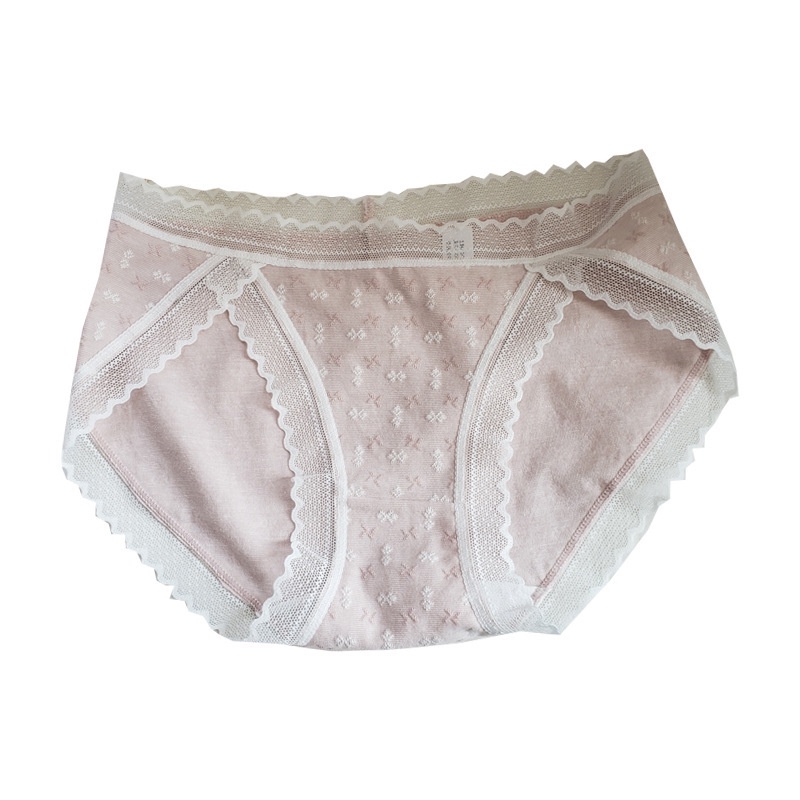 Quần Lót LEOSOXS Bằng Cotton Viền Ren Họa Tiết Hoa Xinh Xắn Phong Cách Nhật Bản Cho Nữ