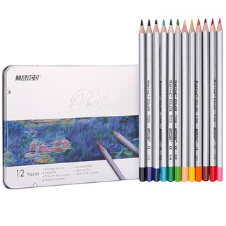 CHÌ MÀU KHÔ CAO CẤP MARCO RAFFINE 12 MÀU HỘP THIẾC -7100-12TN