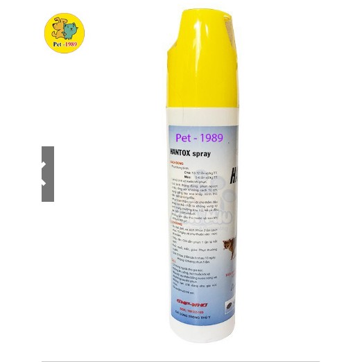 Chai xịt diệt ve rận, bọ chét, ký sinh trùng cho chó mèo Hantox spray 300ml có thể xịt phòng, chỗ ở, chuồng