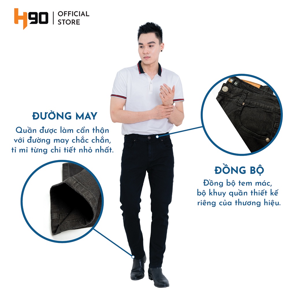 Quần jean nam đen trơn rách H90 chất bò cotton co giãn thoải mái không phai màu HTRJ002 | BigBuy360 - bigbuy360.vn