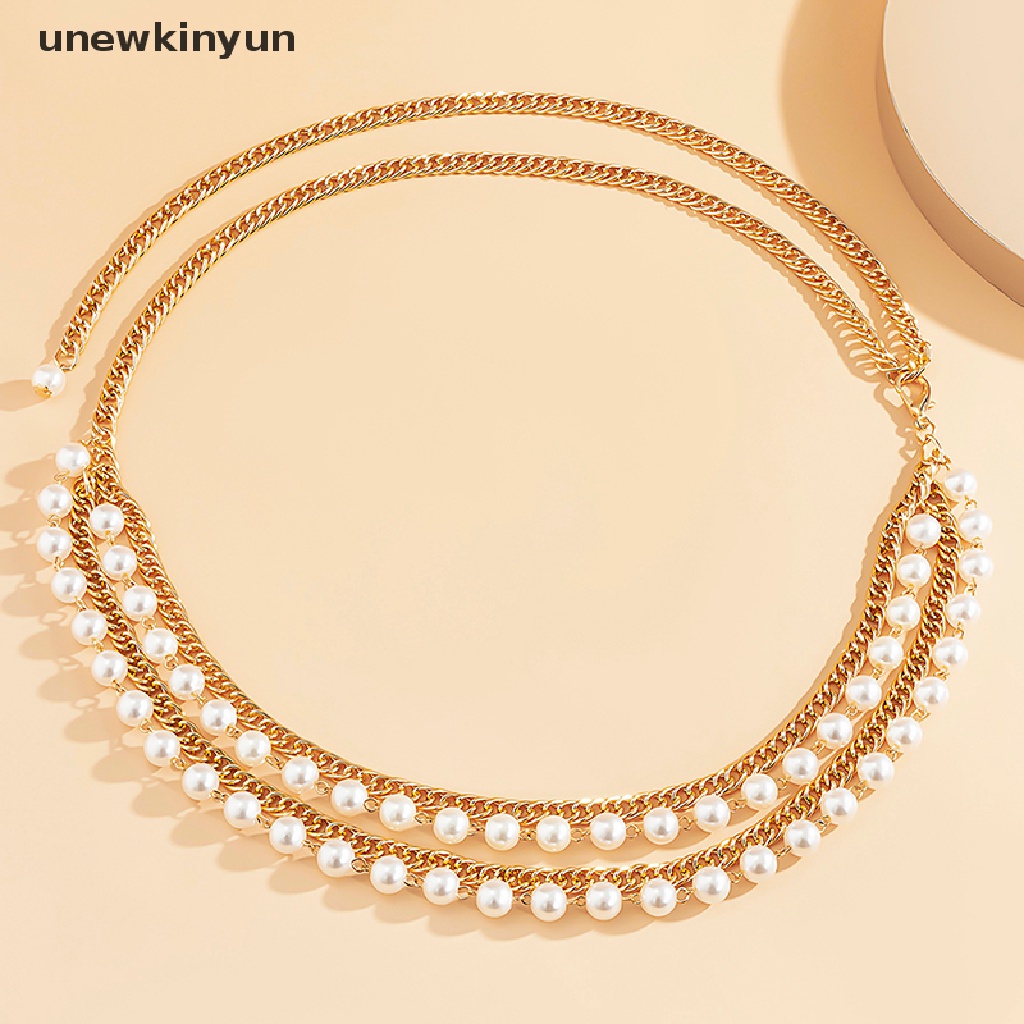 Thắt lưng dây xích tua rua nhiều lớp đính ngọc trai nhân tạo cho nữ