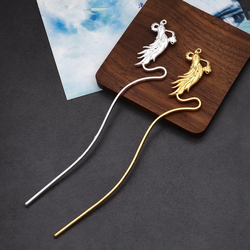 Cán trâm đầu phượng hoàng 27*165mm nguyên liệu làm trâm làm trang sức cổ trang cosplay cổ phục việt phục