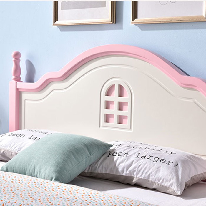 Giường ngủ trẻ em kiểu Hàn gỗ sồi có 2 màu trắng và hồng, Giường ngủ thông minh cho bé