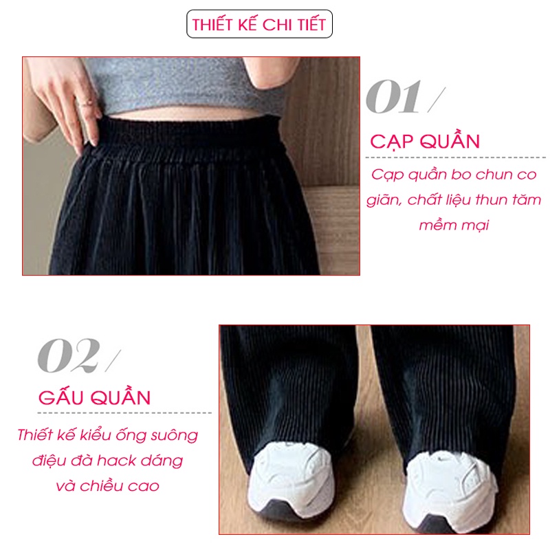 Quần Ống Suông Nữ MIN19 Quần Ống Rộng Nữ Cullotes Tăm To Lưng Cao Cạp Cao Dáng Dài Bigsize Màu Đen Nâu Be Thời Trang