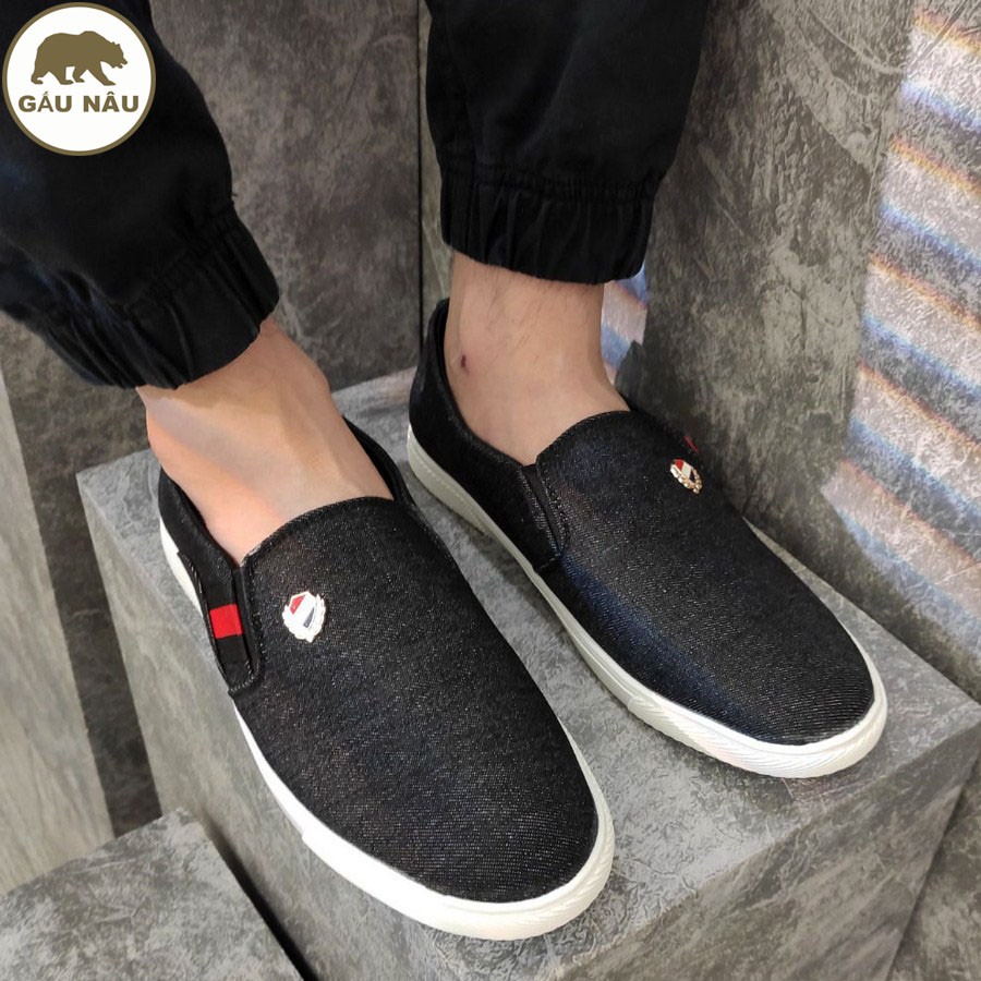 Giày lười nam thân vải siêu tốt đế chống trượt thơi trang GN361 Gấu nâu