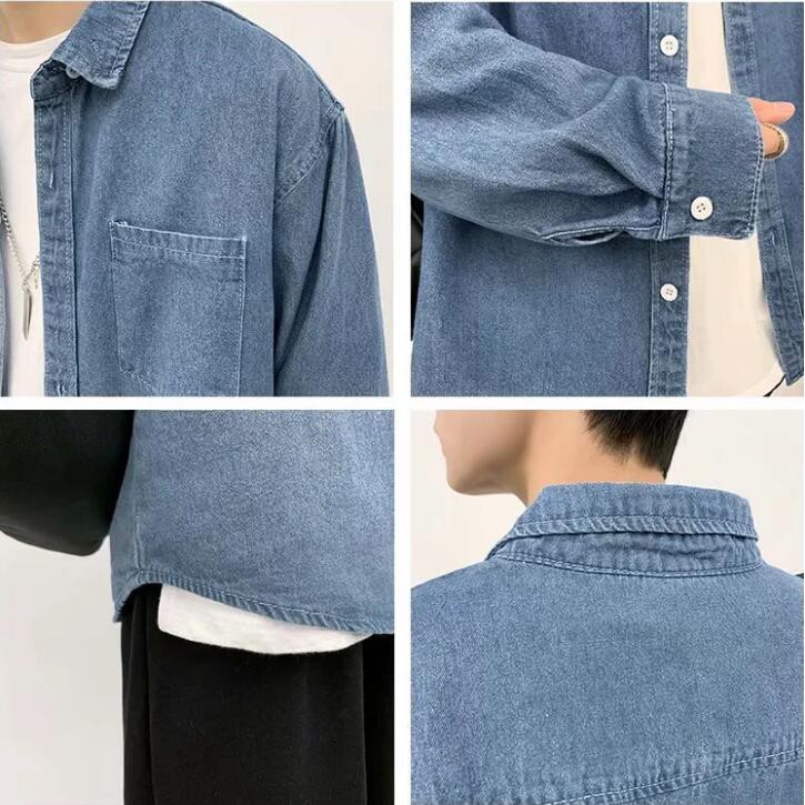Áo Sơ Mi Denim Dài Tay Thời Trang Đơn Giản Thanh Lịch Cho Nam