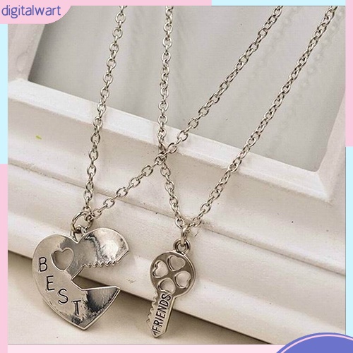 Set 2 Dây Chuyền Tình Bạn Mặt Trái Tim Và Chìa Khóa Khắc Chữ Best Friend Forever