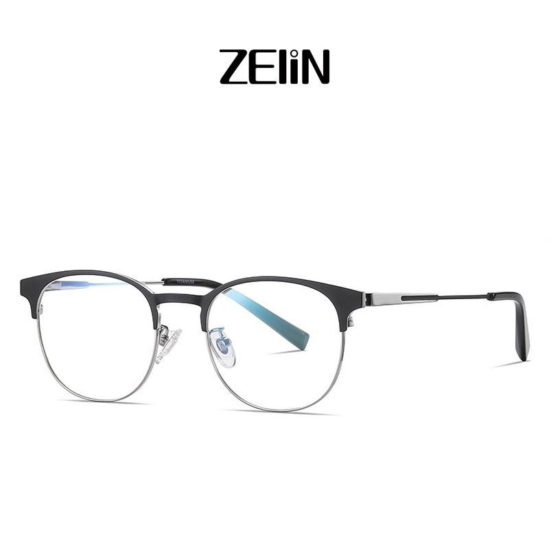 Mắt kính Zelin PT906 gọng tròn bằng titan nguyên chất chống tia xanh lam 2 màu