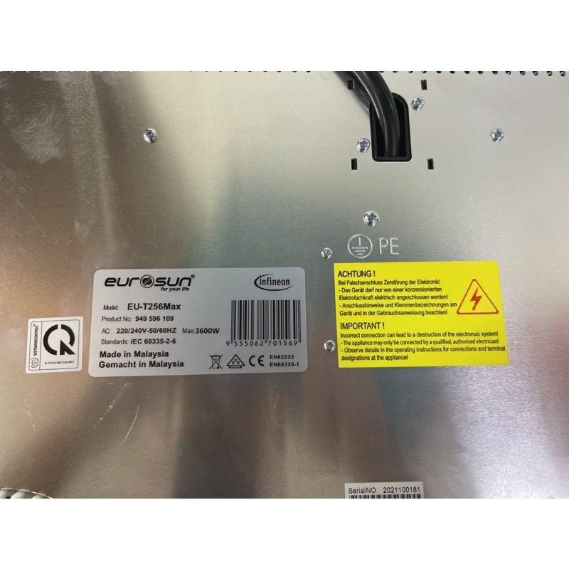 Bếp từ EU - T256max tặng kèm bộ nồi inox 304 Eurosun MC1603