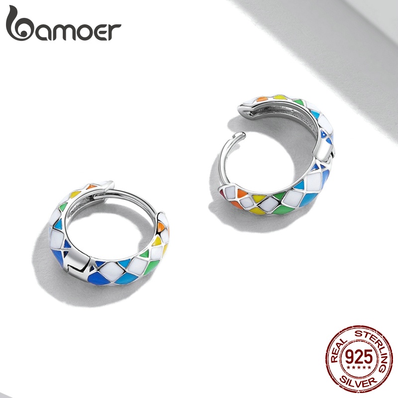 Bamoer Khuyên Tai Bạc 925 Hình Cầu Vồng Thời Trang Cho Nữ ZHS249-6