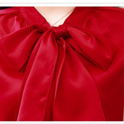 Sale 69% Áo voan dài tay thắt nơ xinh xắn thời trang công sở thanh lịch cho nữ, red-M Giá gốc 284000đ- 114B6