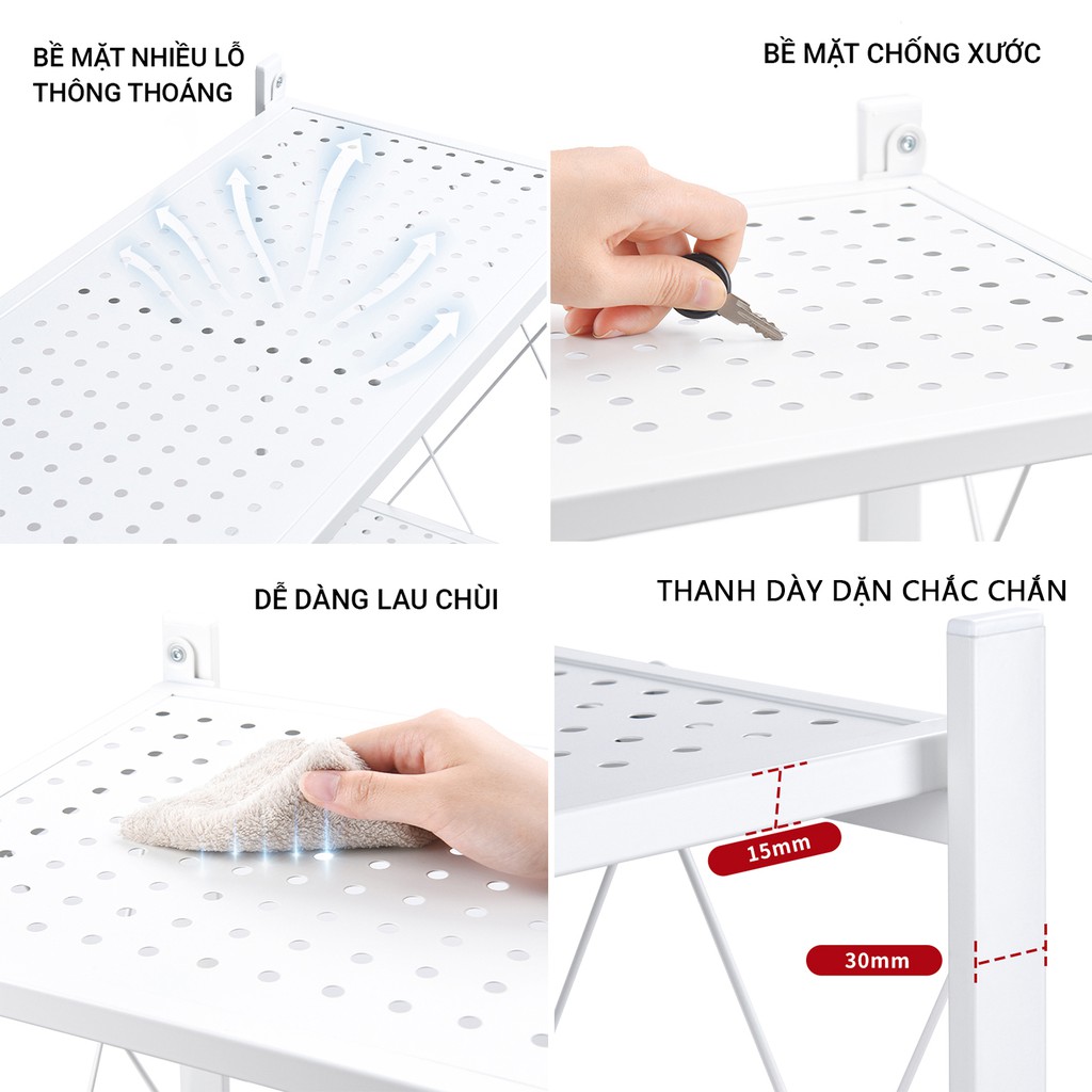 Kệ để đồ đa năng gấp gọn kệ bếp không gỉ sơn tĩnh điện có bánh xe tiện lợi [FREESHIP 100%] | BigBuy360 - bigbuy360.vn