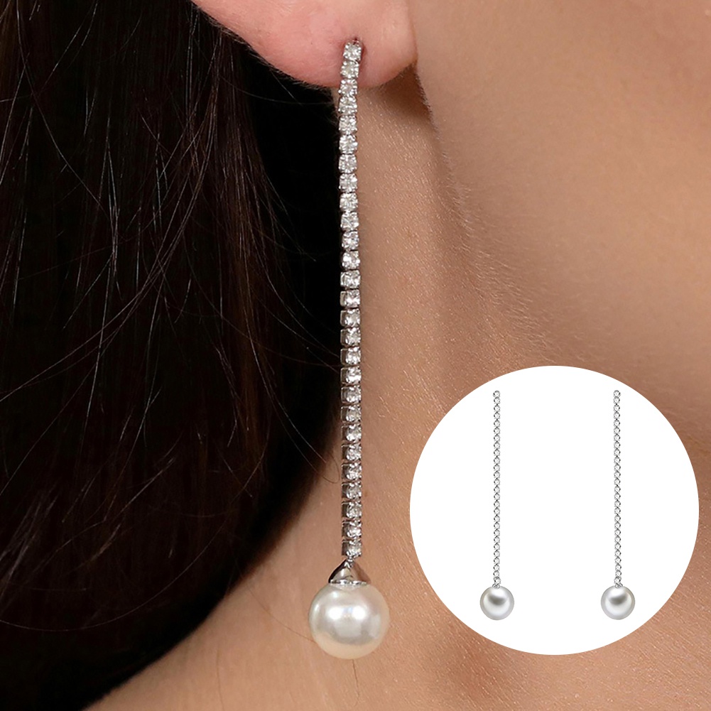 Hoa tai dáng dài đính ngọc trai giả sành điệu trẻ trung