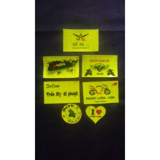 logo phượt , tem phượt , logo phản quang , tem xe Combo 7 chiếc logo