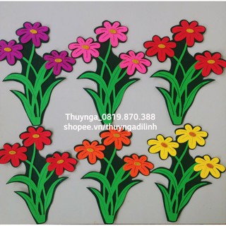 Combo 3 bụi hoa vải nỉ cao 26cm mầm non