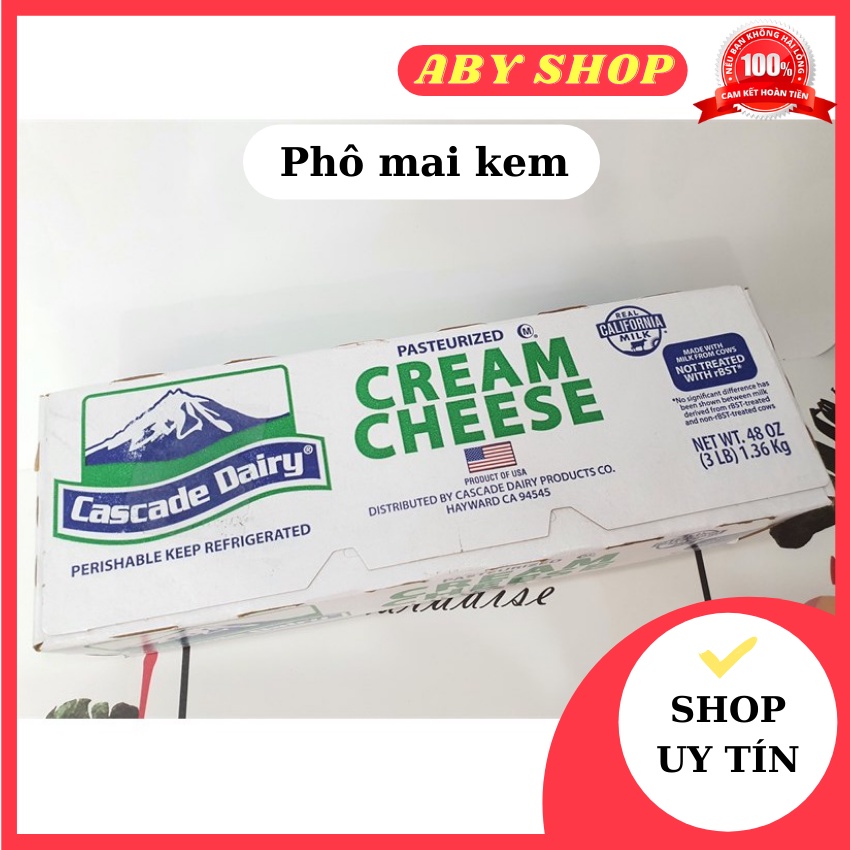 Phô mai kem (date 30/8/2023) ⚡ LOẠI NGON ⚡ phô mai Creamcheese California Cascade Dairy chuyên làm bánh ngọt