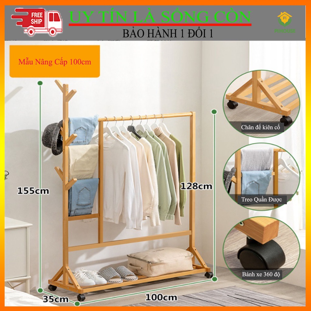 Giá Treo Quần Áo Decor chất liệu gỗ tre, phong cách hiện đại sang trọng [HÀNG CAO CẤP]