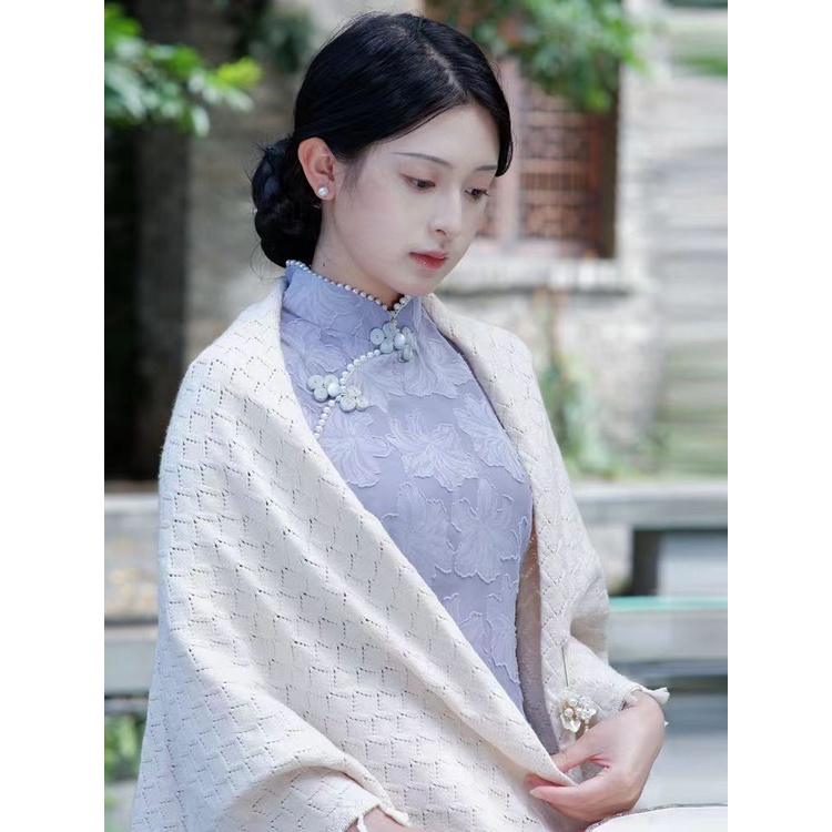 [M &amp; E] Hàng Có Sẵn Khăn Choàng Sườn Xám Cao Cấp Ấm Áp Thoải Mái Phong Cách Cộng Hòa Retro Mùa Thu Đông Mới 2022