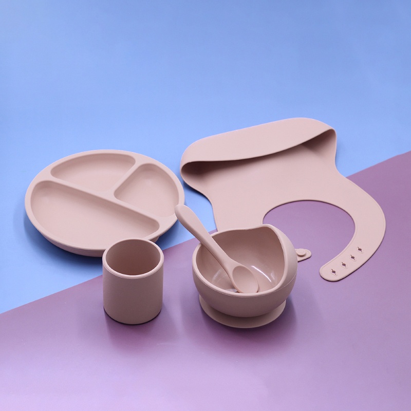 Bộ 5 Tô Ăn Silicone Không Chứa BPA Chống Thấm Nước Cho Bé