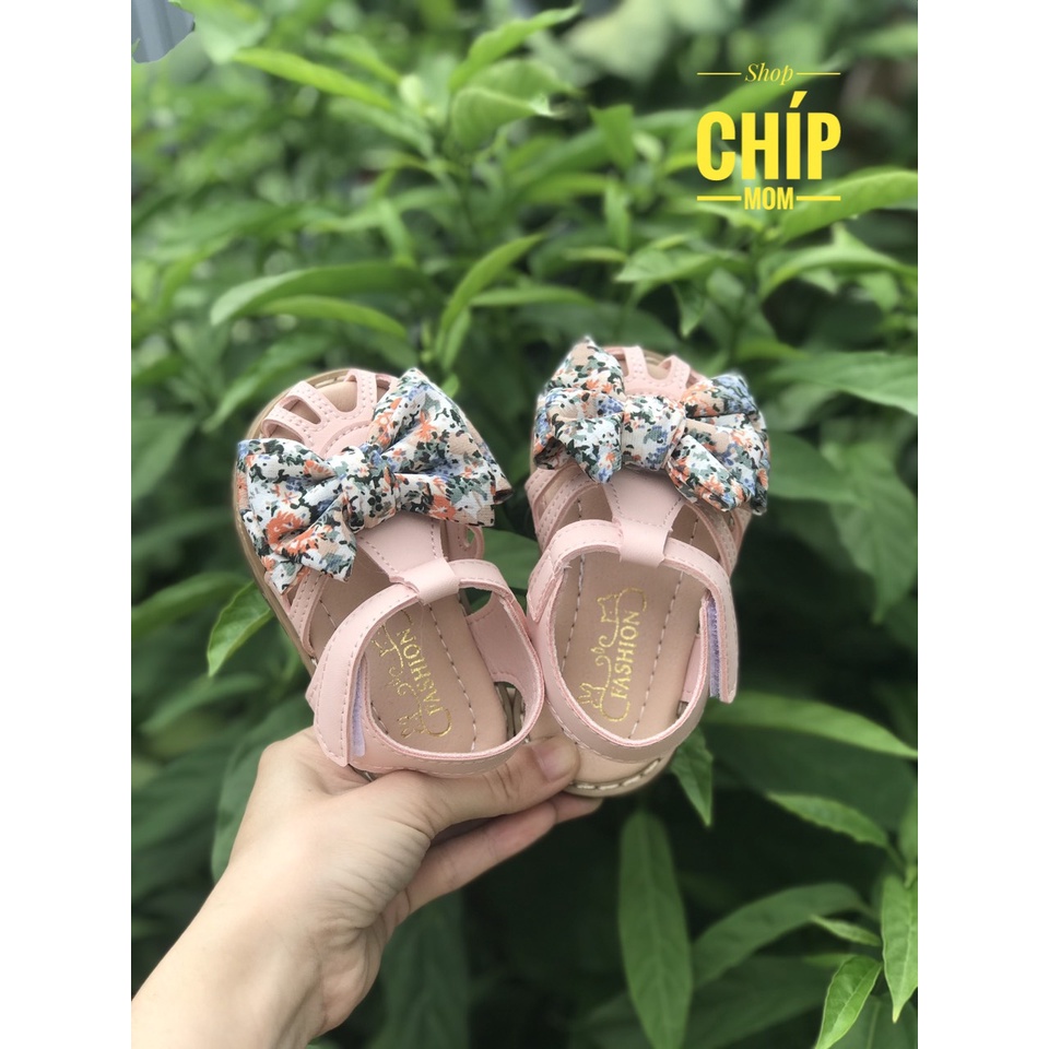 sandal bé gái dép rọ tập di cho bé nơ vải xinh xắn chống trượt đế dẻo QCCC cho bé 6m full hộp NOA2 ( có video ảnh thật )