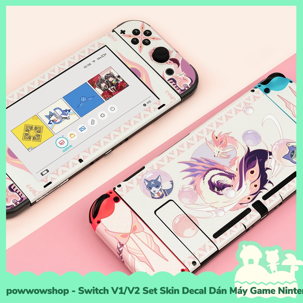 [Sẵn VN - Hỏa Tốc] Switch V1/V2 Set Skin Decal + PVC Dán Máy Game Nintendo Switch Monster Hunter Rise Mizutsune