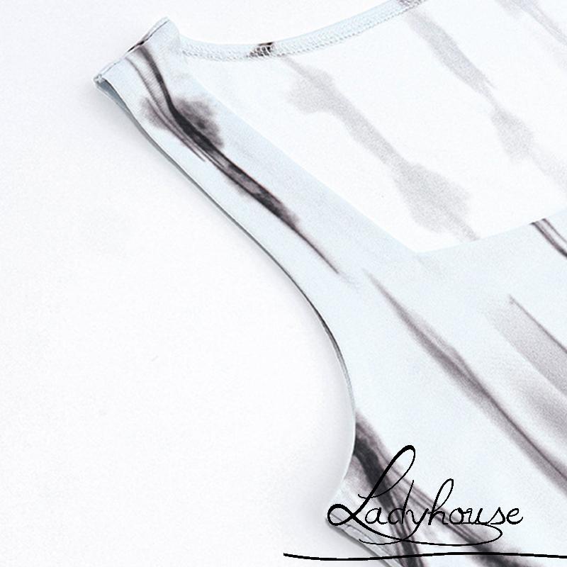 Áo Tank Top Không Tay Cổ Vuông Màu Trắng In Họa Tiết Thời Trang Mùa Hè Cho Nữ