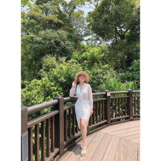 Đầm Sơ Mi Cổ Vest Jolii Chất liệu voan lụa