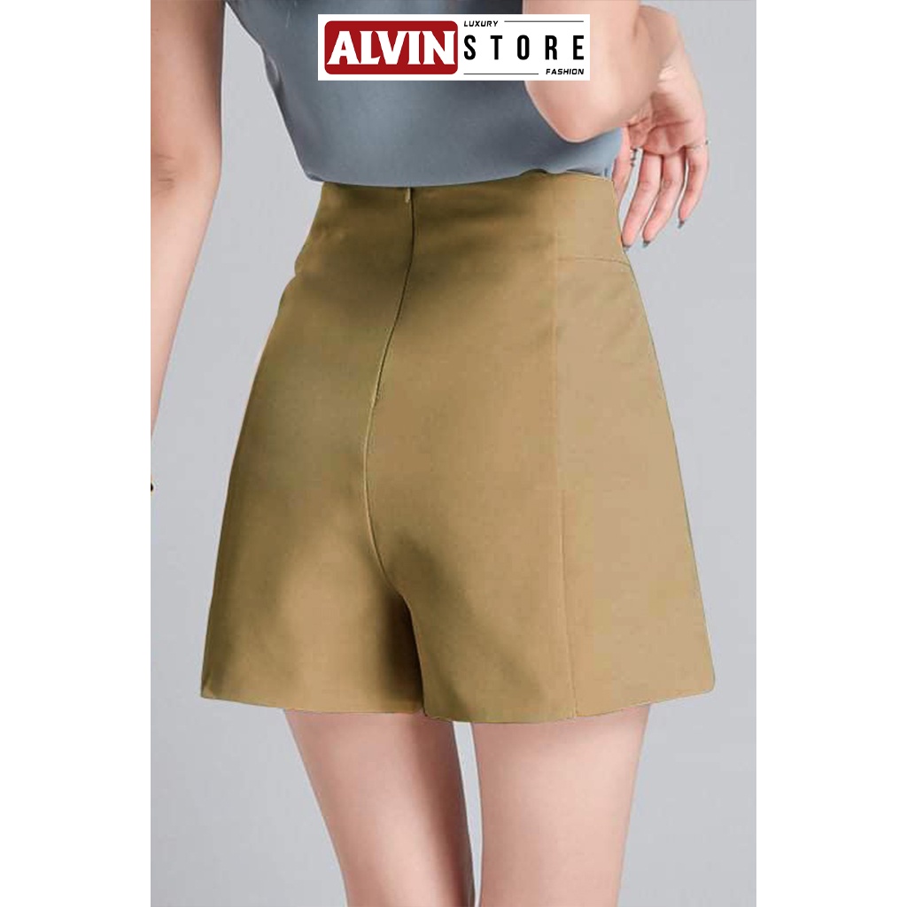 Quần Short Đùi Nữ Cạp Cao Dây Kéo Sau Mặc Đi Chơi Sang Đẹp Alvin Store 11004