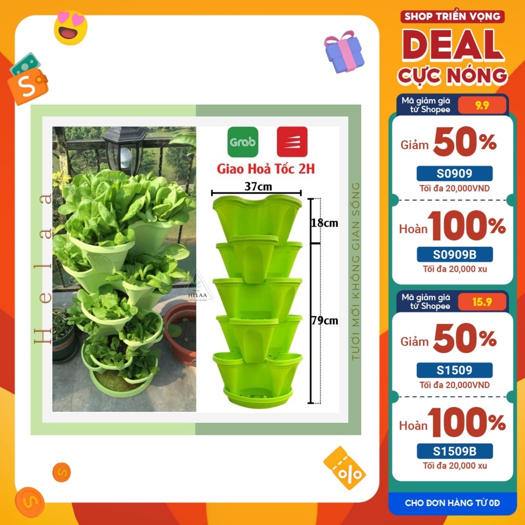 Chậu Tháp Trồng Rau Hữu Cơ, Khay Trồng Rau Thông Minh, Kệ Trồng Cây Ban Công, Chậu Nhựa Xếp Tầng - Tiết Kiệm Không Gian