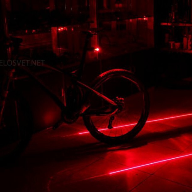 Đèn tín hiệu LED + LAZE gắn xe đạp