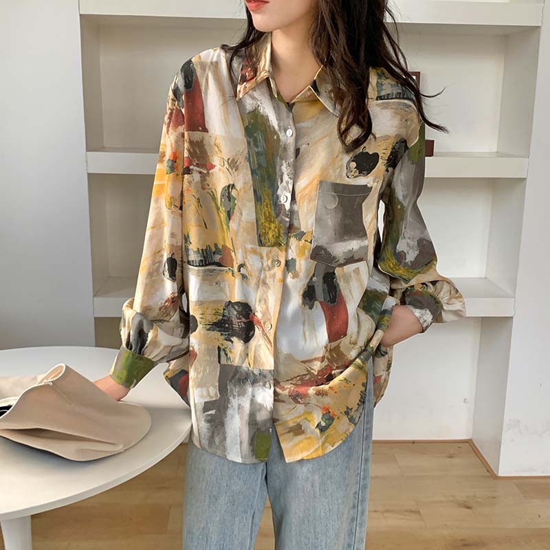 Áo Sơ Mi Tay Dài Họa Tiết Mực In Độc Đáo Thời Trang Hàn Quốc | BigBuy360 - bigbuy360.vn