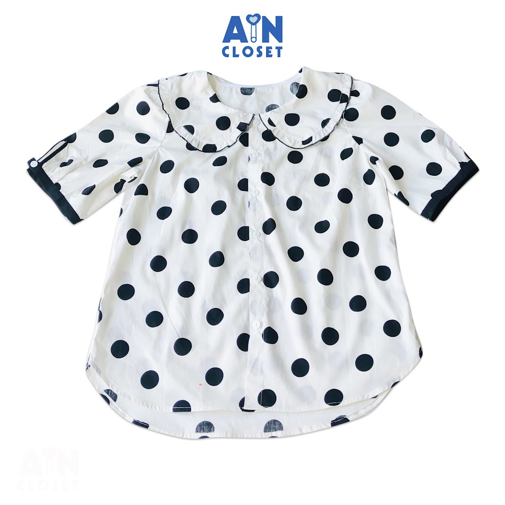 Áo sơ mi cho mẹ họa tiết Bi đen cổ sen - AICDME0RXPR8 - AIN Closet