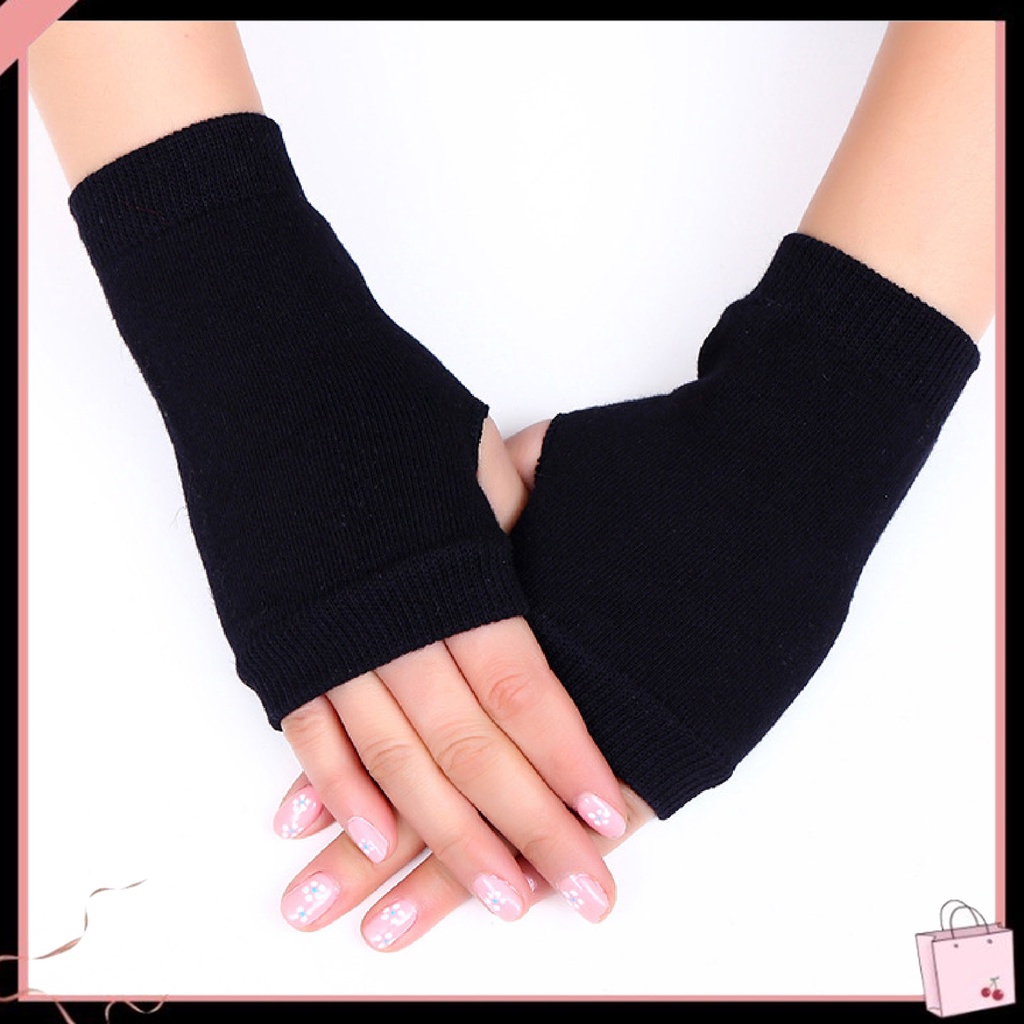 1 Đôi Găng Tay Unisex Dệt Kim Màu Trơn Giữ Ấm Mùa Thu Đông