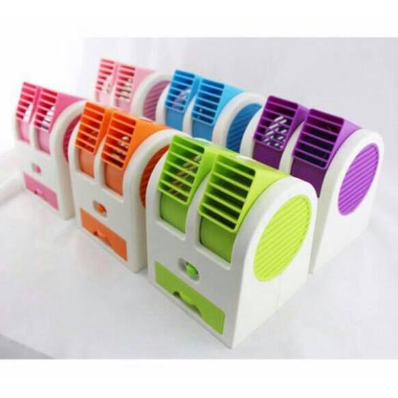 Quạt Điều Hòa Mini Để Bàn Hơi Nước 2 Cửa Có Khay Đá Tiện Dụng