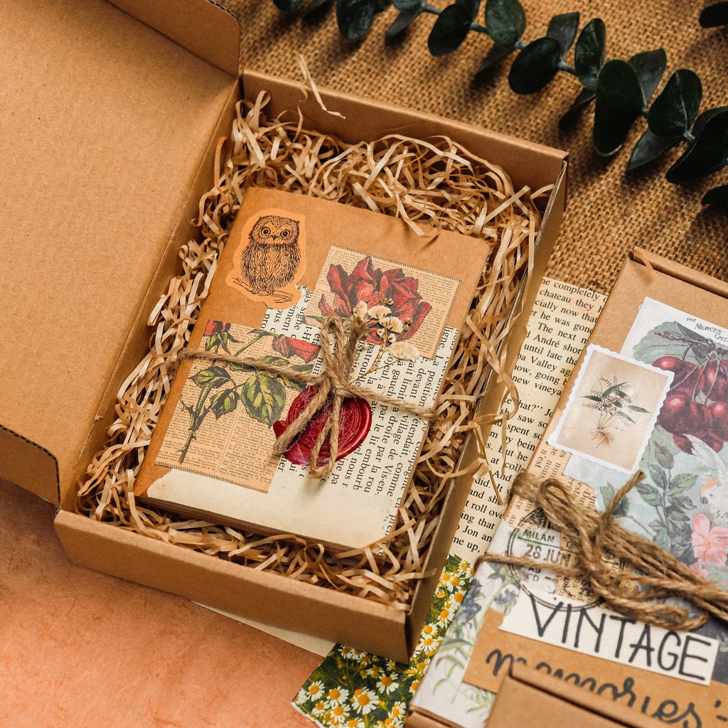 Hộp Quà Tặng Vintage Simple Kèm Lót Rơm  -  NOMAD GARDEN